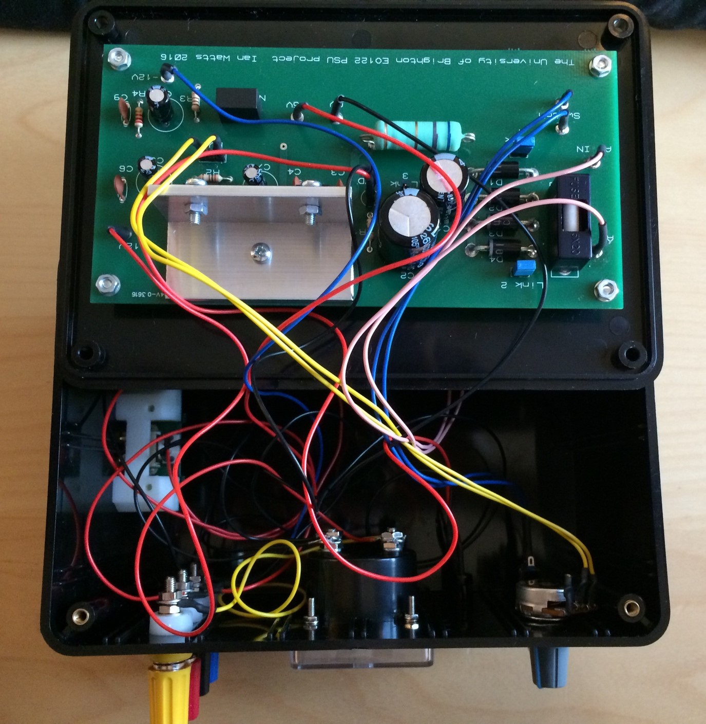 Figure 13: Completed power supply, showing wiring
