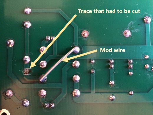 Figure 9: Photograph of the PCB modification