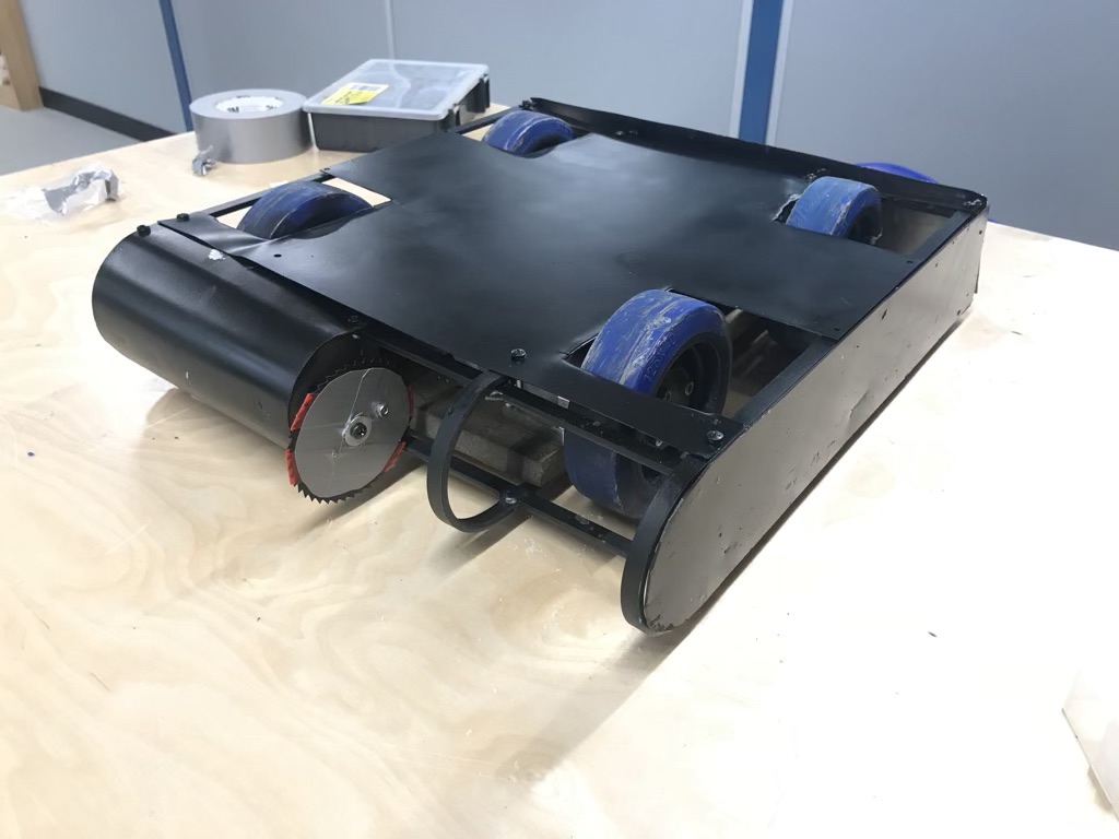 Saw blade attached to motor.